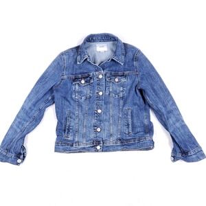 Old Navy Women's Denim Jean Jacket L Blue Classic Stretch Casual Layering